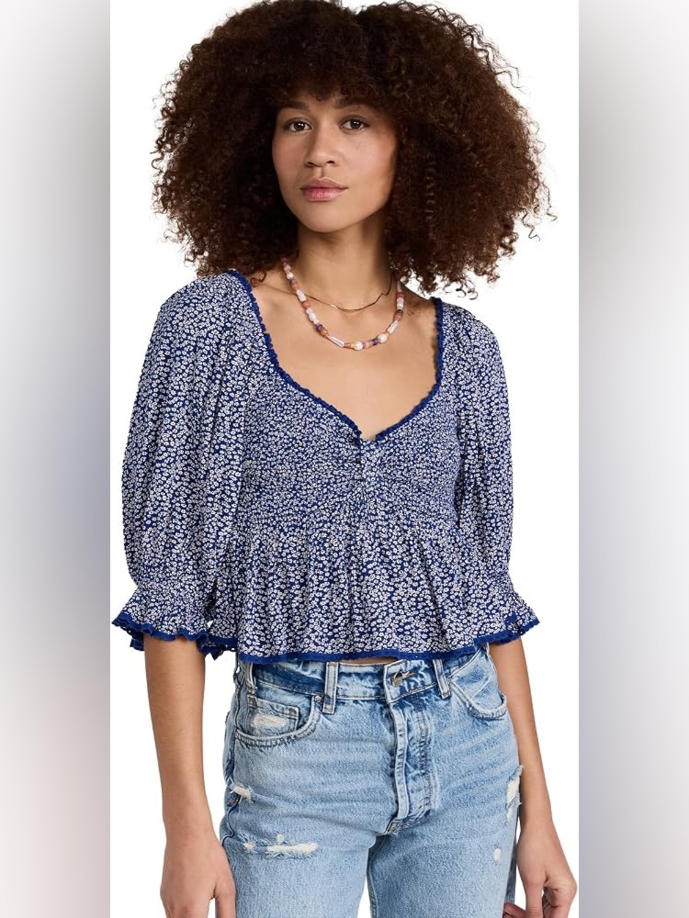 Free People Britnee Floral Blouse Large